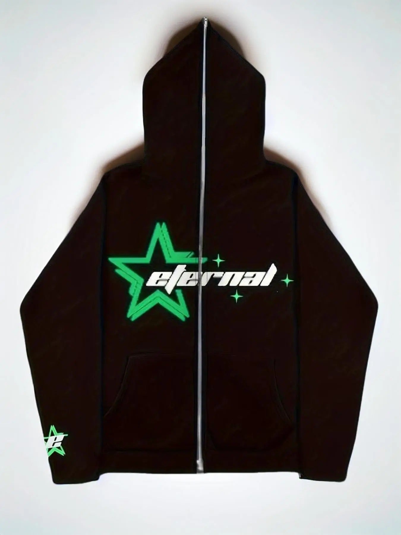 Women's Star & Letter Print Zip Up Drop Shoulder Hoodie, Fashion Casual Hooded Sweatshirt for Daily Holiday Outdoor Wear,...
