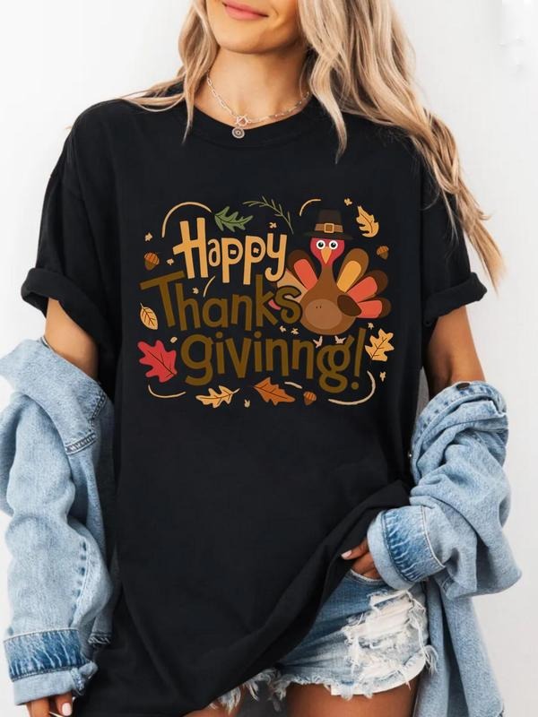 Women's Summer Christmas Print Loose Fit Round Neck Short Sleeve T-Shirt, Casual Letter Pattern, Perfect Christmas Gift...