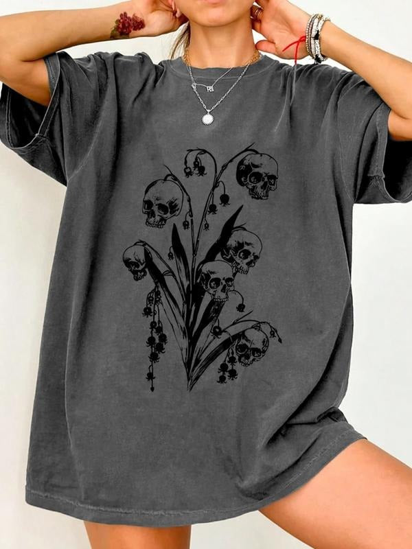 Women's Summer Fashion Trendy Pattern Print T-Shirt Top, Casual Basic Style, Campus Simple Look, Streetwear Vibes Hoodie,...