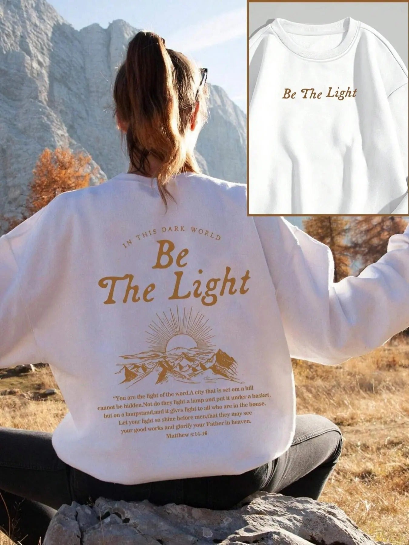 Women's Sun & Letter Print Crew Neck Pullover Sweatshirt, Casual Long Sleeve Top for Daily Wear, Ladies Clothes for All...