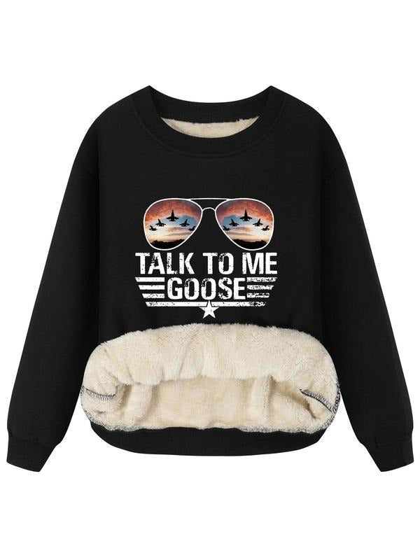 Women's Sunset & Sunglasses Print Crew Neck Sweatshirt, Casual Long Sleeve Pullover for Fall & Winter, Women's Clothes...