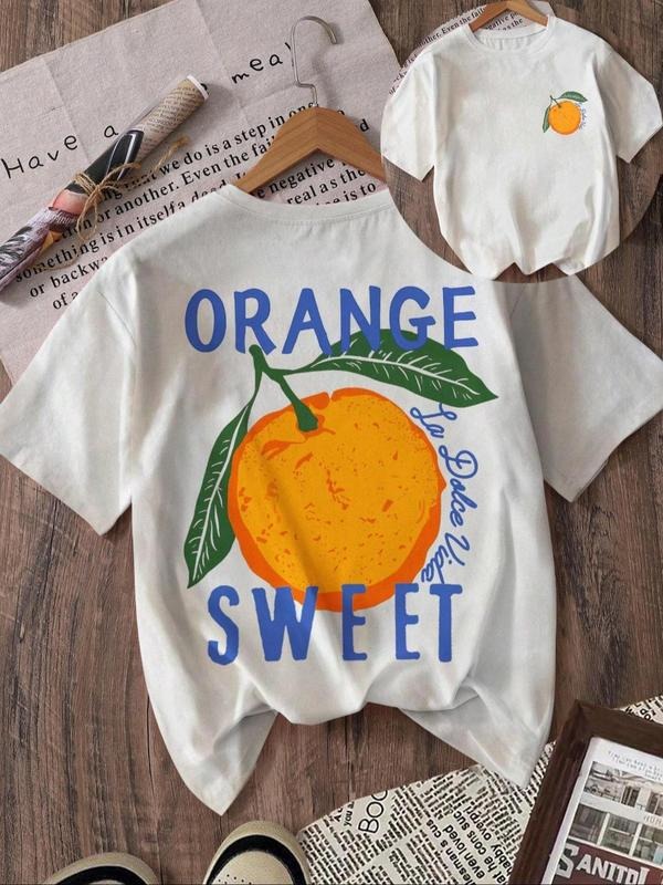 Women's Sweat Print Round Neck Tee, Casual Y2K Style Short Sleeve T-Shirt for Summer, Ladies Clothes for Daily Wear, Top...