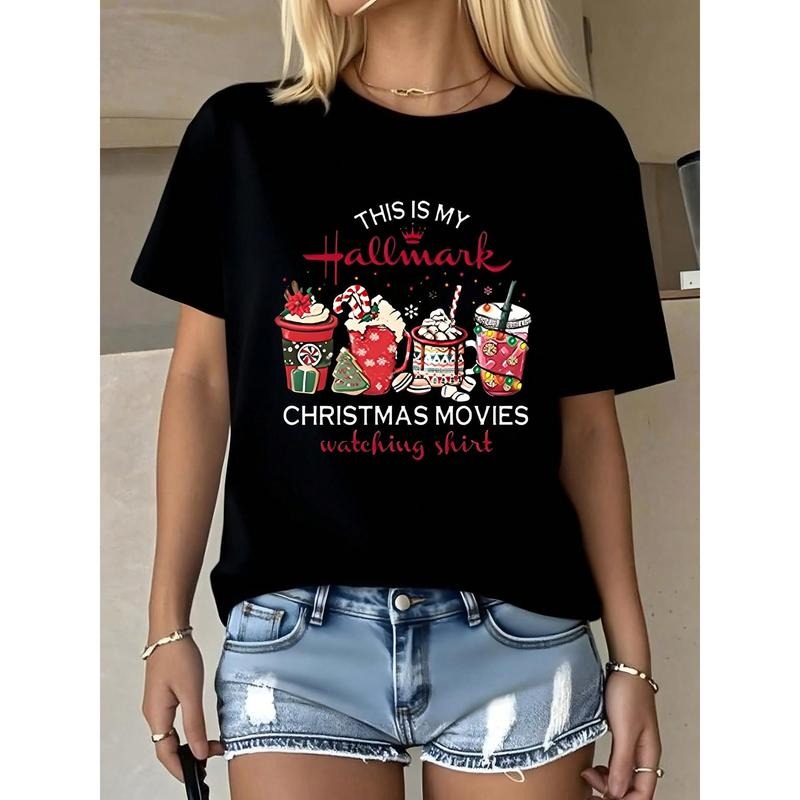 Women's T-Shirt With Hallmark Christmas Movies Watching Graphic Print Fashion Style Comfortable Soft Perfect Choice For...