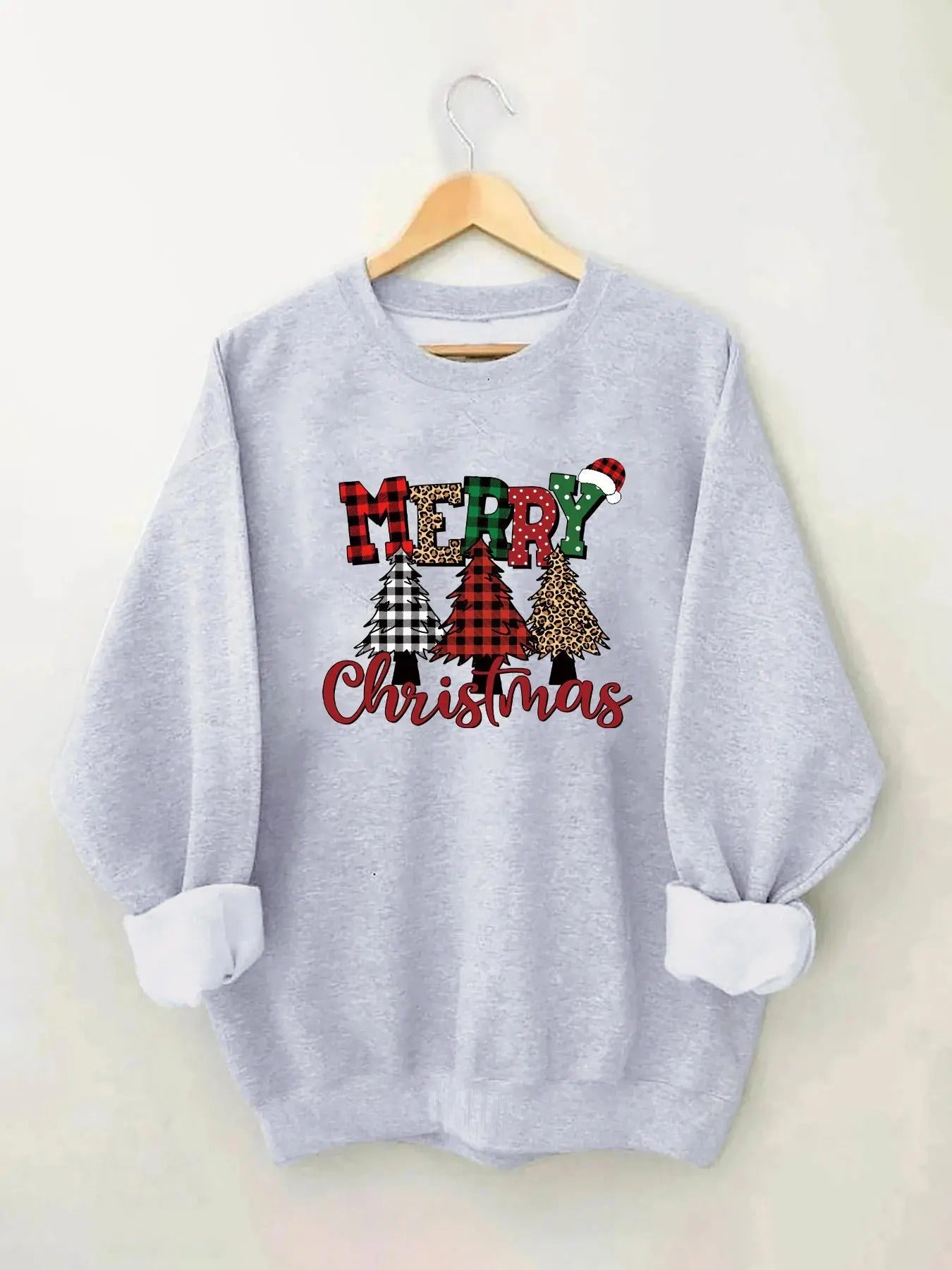 Women's Tree & Letter Print Drop Shoulder Sweatshirt, Casual Long Sleeve Round Neck Pullover for Daily Wear, Ladies Fall...