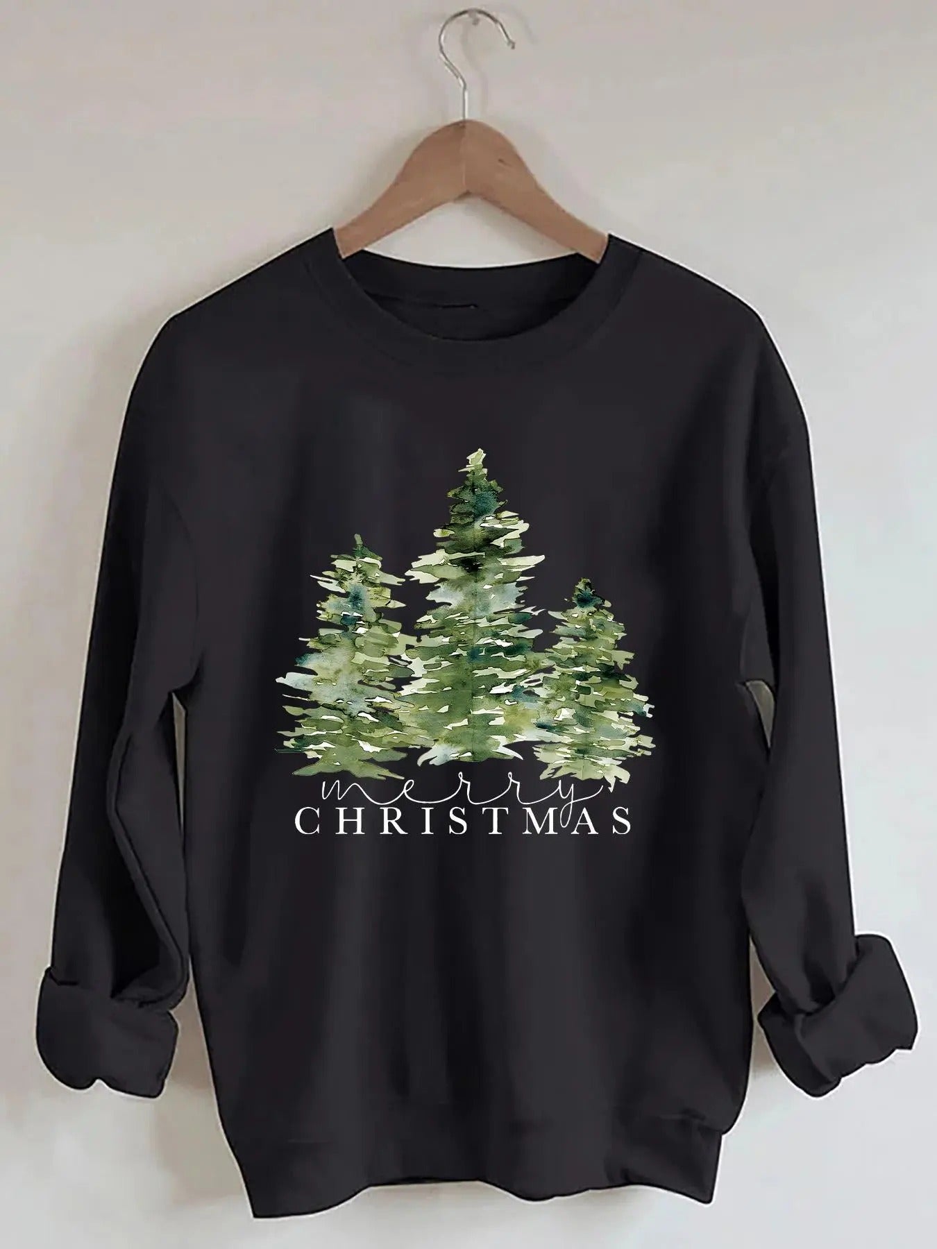 Women's Tree & Letter Print Drop Shoulder Sweatshirt, Casual Long Sleeve Round Neck Pullover for Fall & Winter, Ladies...