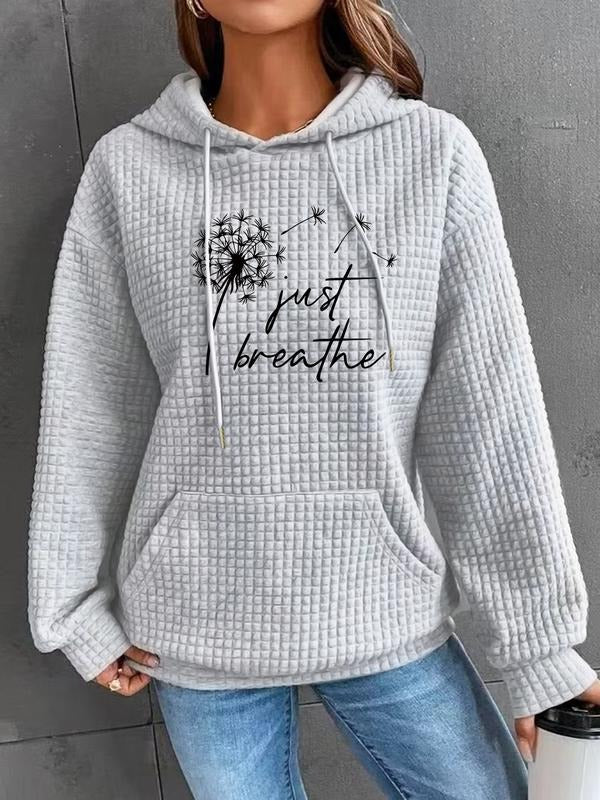 Women's Trendy Casual Drawstring Hooded Sweatshirt with Dandelion Print, Long Sleeve Pullover with Pocket, Fall & Winter...