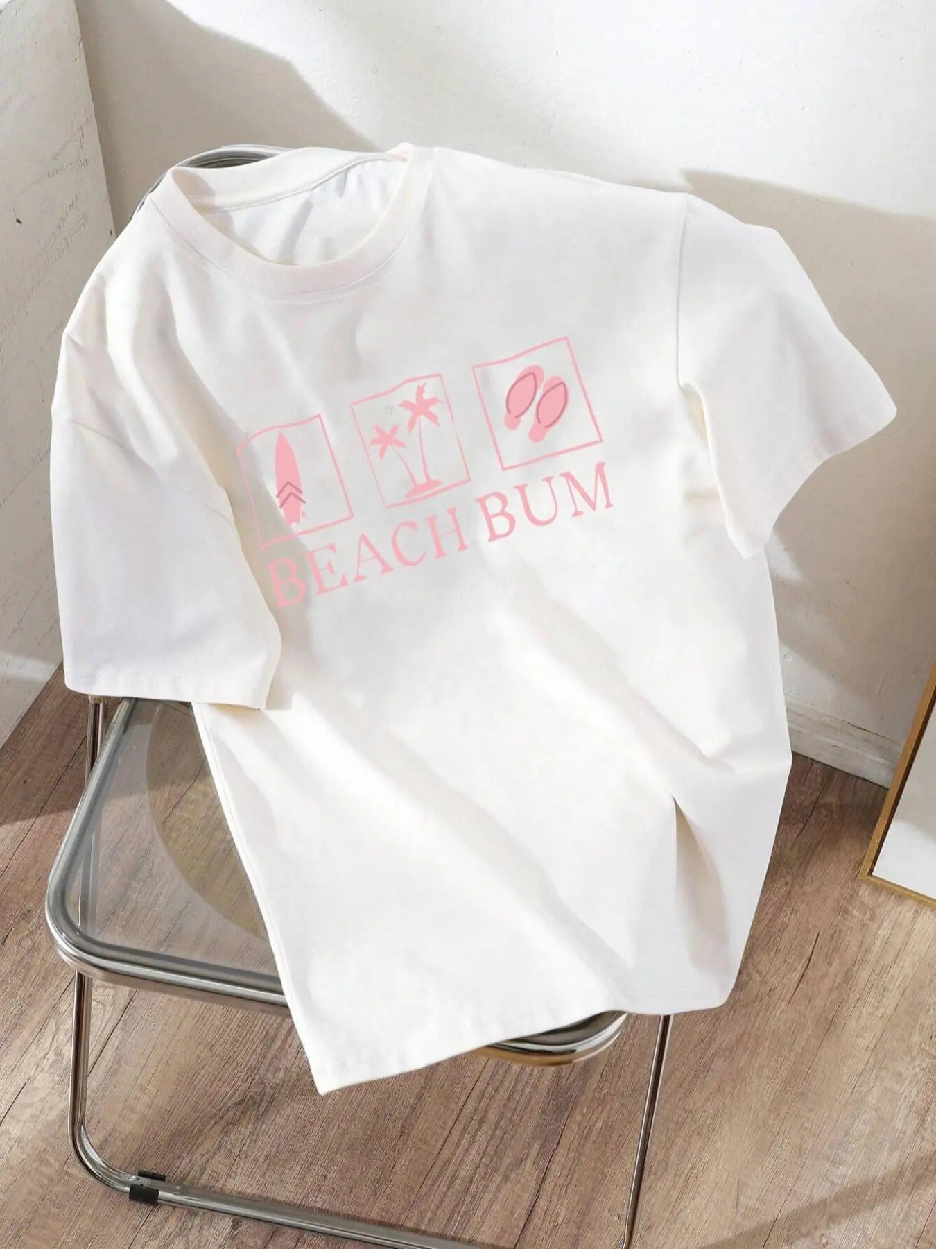 Women's Tropical & Slogan Print Round Neck Tee, Fashion Casual Crew Neck T-Shirt for Daily Holiday Vacation Outdoor Wear,...