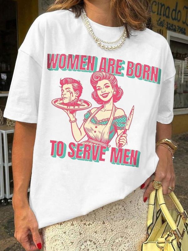Women's Vintage Graphic Round Neck Tee, Casual Birthday Gift Short Sleeve T-shirt for Daily Wear, Ladies Summer Outfit,...