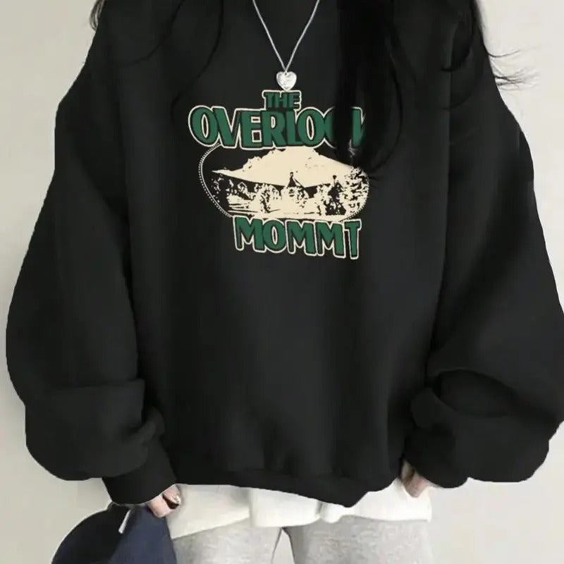 Women's Vintage-Inspired Geometric Print Sweatshirt - Casual Long Sleeve, Crew Neck Pullover for FallWinter, Machine...