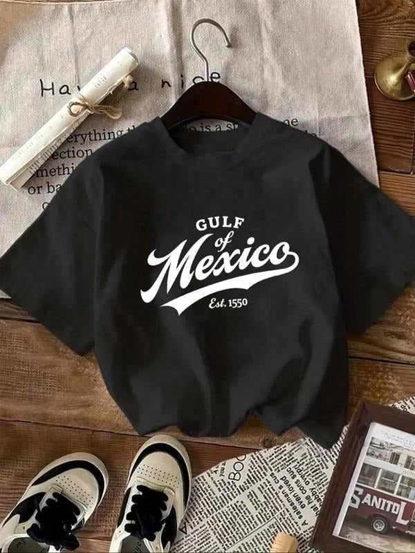Women's Vintage Mexico Flag Print Round Neck Tee, Casual Loose Short Sleeve T-shirt for Daily Wear, Ladies Clothes for...
