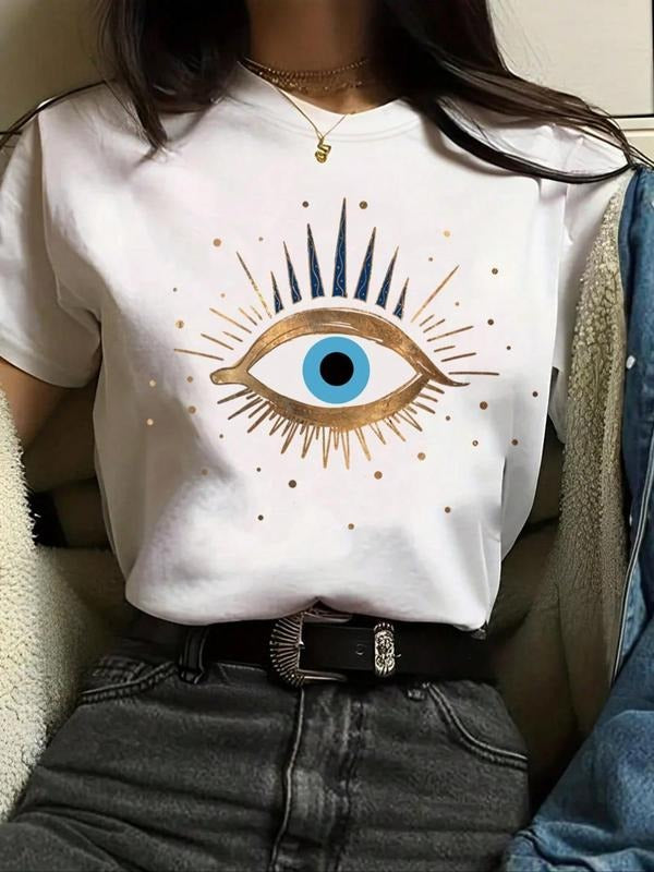 Women's Vintage Round Neck Graphic Tee, Casual Short Sleeve Crew Neck T-Shirt for Summer, Ladies Clothes for Daily Wear...