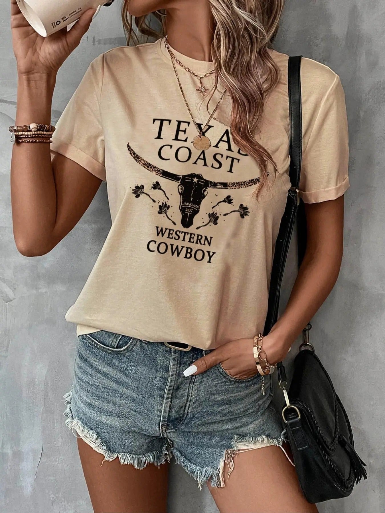 Women's Western Cowboy Print Graphic Tee, Casual Round Neck Short Sleeve T-shirt for Daily Wear, Summer Clothes, Ladies...