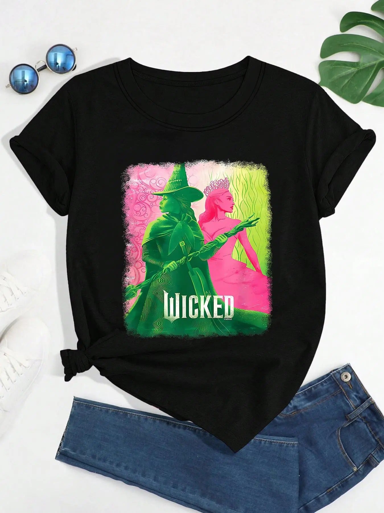 Women's Wizard Graphic Print Round Neck Tee, Fashion Casual Short Sleeve T-shirt, Ladies Top for Daily Wear Hoodie,...