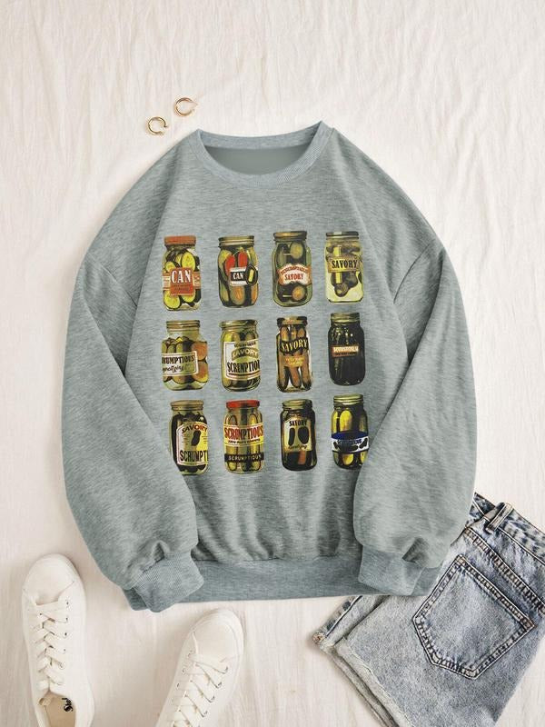Women's Y2K Casual Loose-Fit Pullover Sweatshirt, Thick Fabric, Spring & Fall Fashion, Comfortable Daily Wear, Stylish...