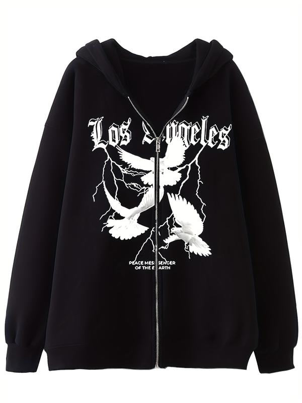 Women's Y2K Style Hoodie, Casual Long Sleeve Pullover, Graphic Letter Print, Drawstring & Pocket Design, Spring & Fall...
