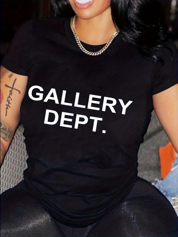 Women's Y2K Style Loose-Fit Letter Print T-Shirt, Thin Kint Fabric Summer Top, Casual Fashion Tee for Daily Wear style 02...