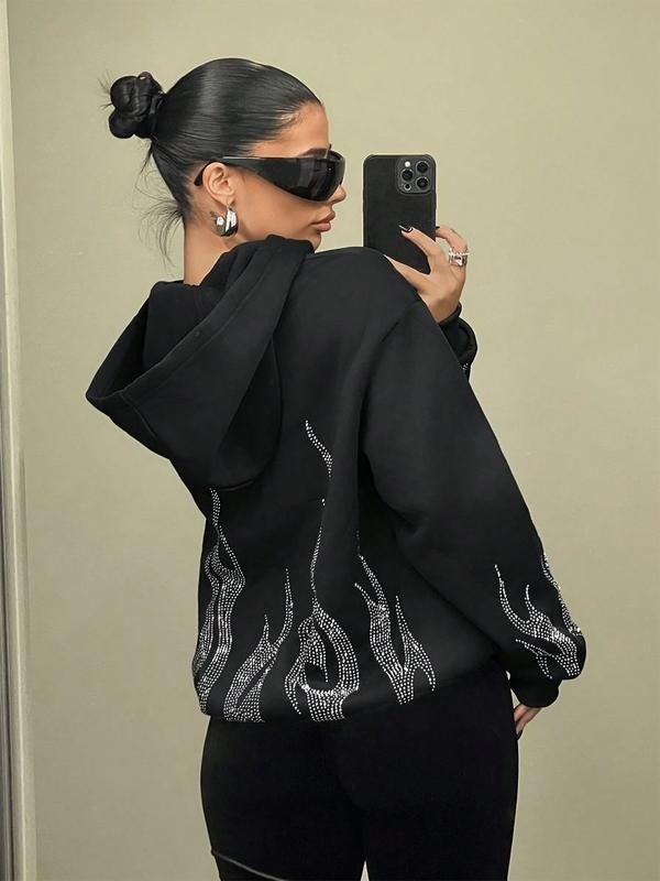 Women's Y2K style hoodie, Casual Drawstring Hooded, casual long sleeved zipper sweatshirt, printed with pattern letters,...