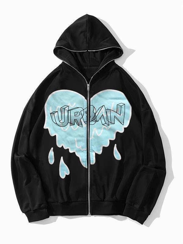 Women's Y2K style hoodie, Graphic casual long sleeved zipper sweatshirt, printed with pattern letters, Spring and Autumn...