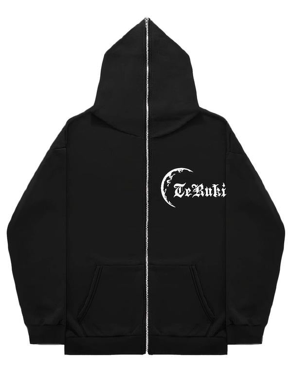 Women's Y2K style hoodie, casual long sleeved zipper sweatshirt, printed with pattern letters, Spring and Autumn fashion...