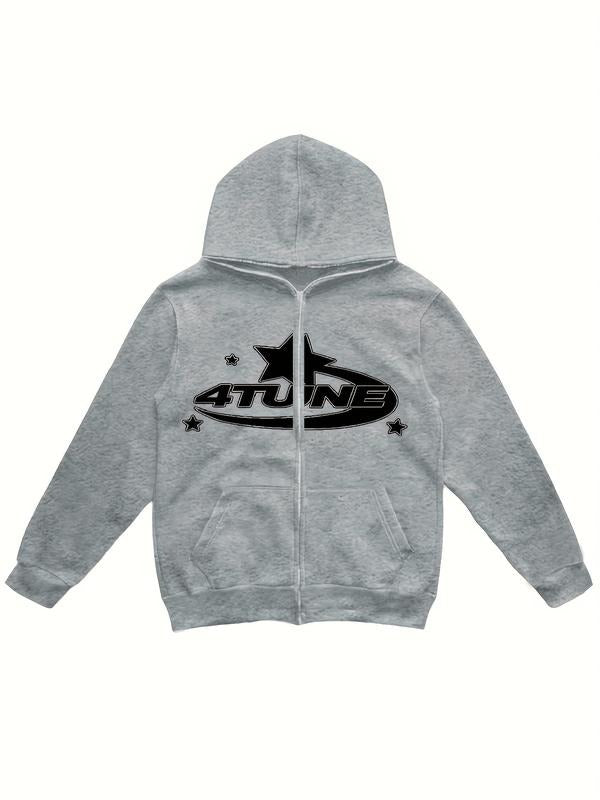 Women's Y2K style hoodie, casual long sleeved zipper sweatshirt, printed with pattern letters, Spring and Autumn fashion...