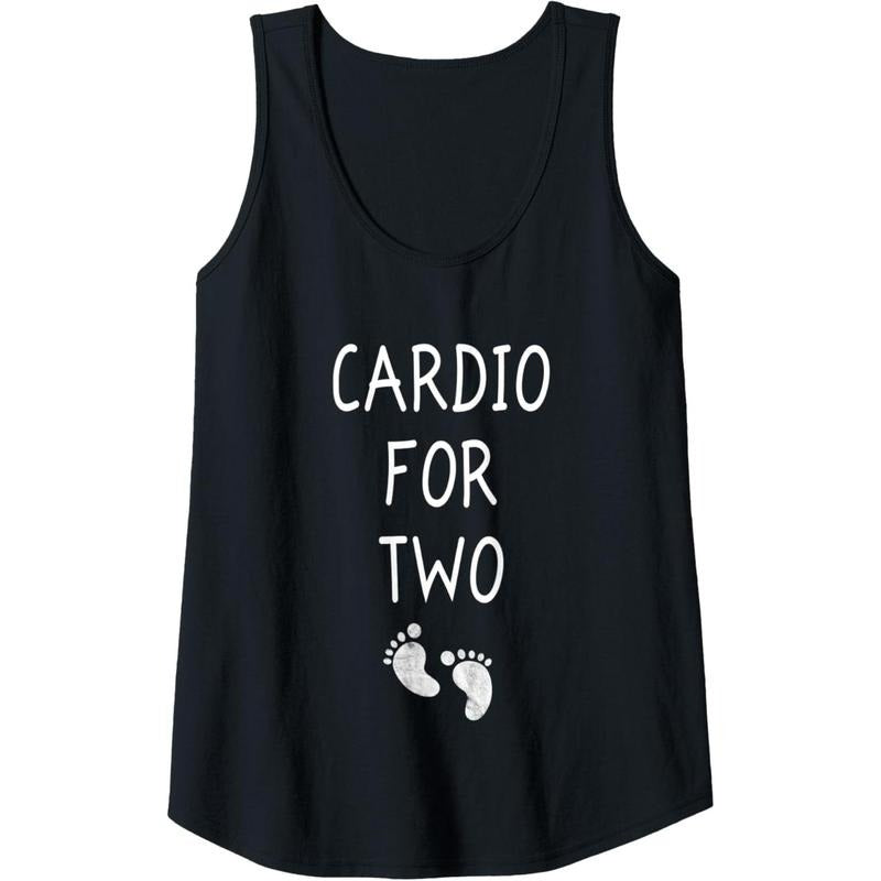 Womens Cardio For Two Funny Pregnancy Workout Shirts Pregnant Women Tank Top Made in USA Hoodie, Sweatshirt