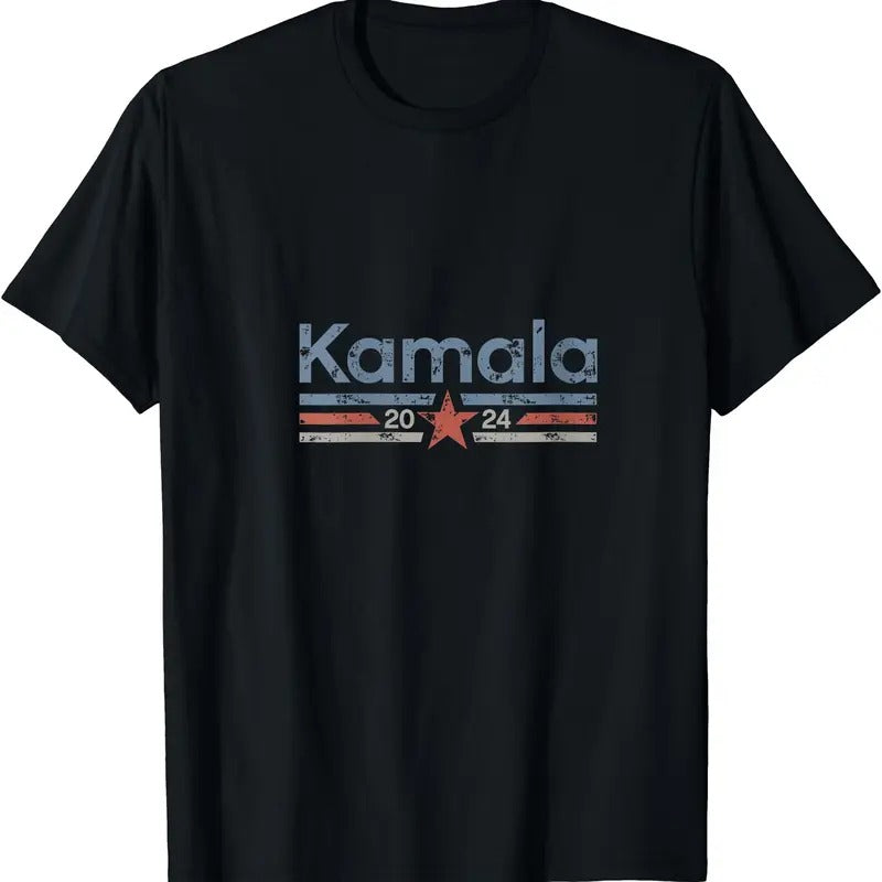 Womens Harris 2024 Retro Grunge Stripes Vintage Kamala Harris 2024 T-Shirt Hoodie, Sweatshirt | HypeCrazeTee.com