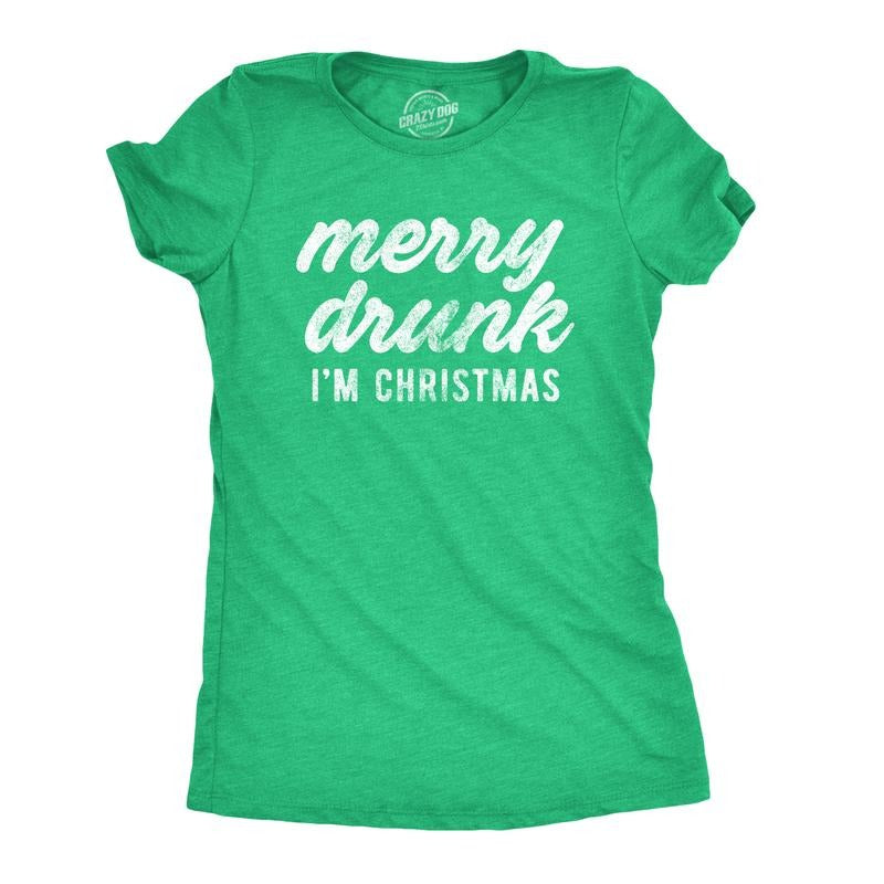 Womens Merry Drunk I'm Christmas T Shirt Funny Holiday Season Xmas Graphic Novelty Tee Funny Womens T Shirts Cute Vintage...