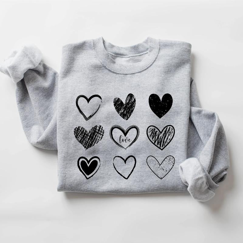 Womens Valentines Hearts Sweatshirt, Cute Valentine Sweatshirt, Teacher Valentine Sweatshirt, Valentines Day Shirt Hoodie