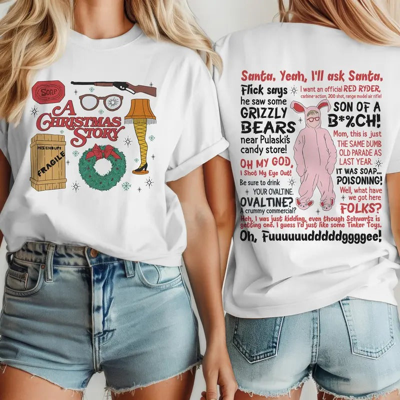 Womenswear A Christmas Story Ralphie Shirt, Story Leg Lamp Christmas Shirt, Funny Christmas Shirt Sleeve Top Hoodie,...