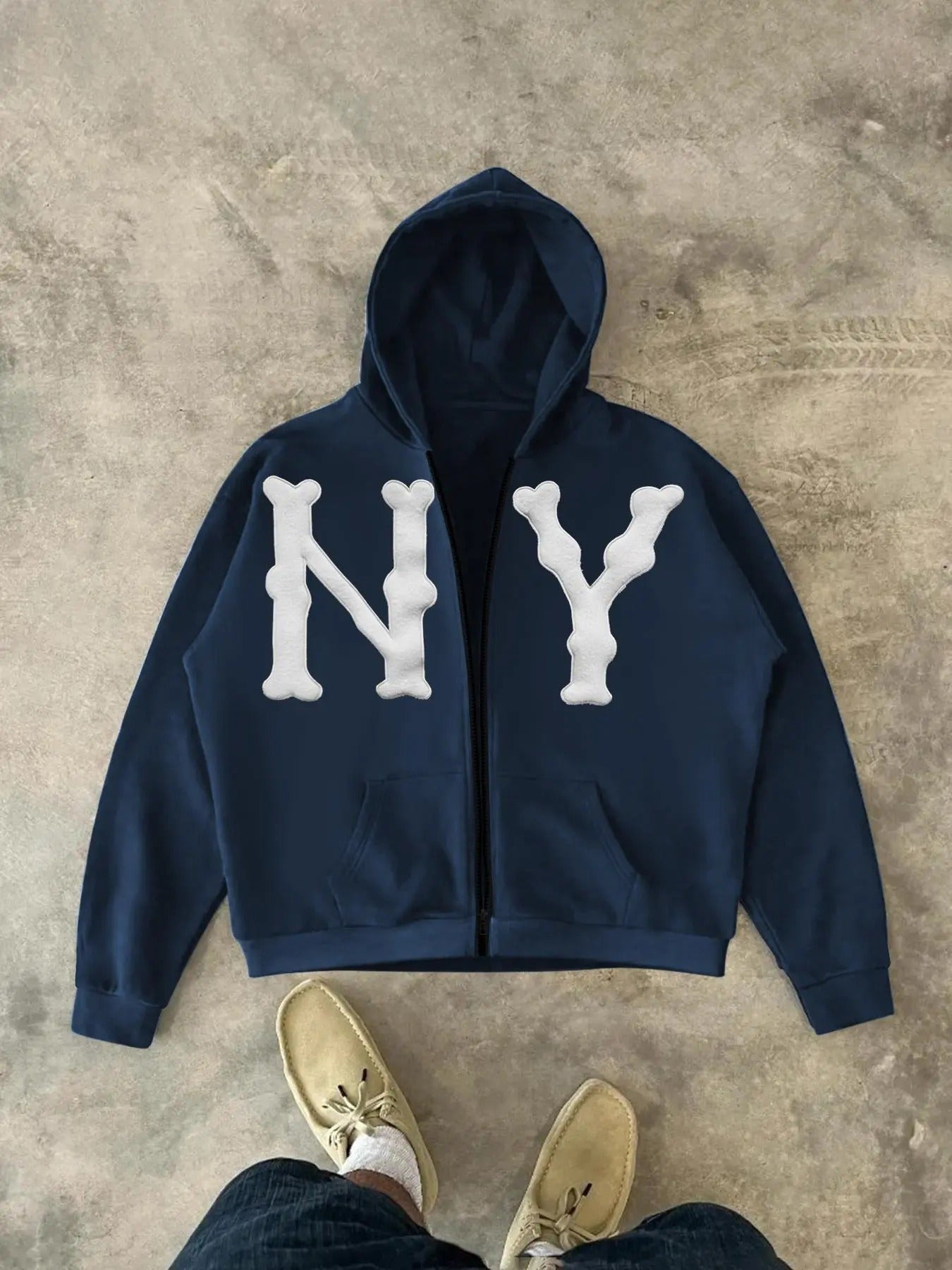 Womenswear Letter Patched Drop Shoulder Zip Up Hoodie, Lady Comfort Casual Pocket Hooded Sweatshirt for Daily Holiday...