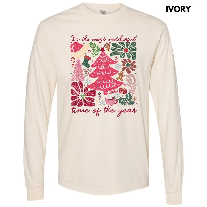 Wonderful Time Christmas Flowers Long Sleeve Comfort Colors T-Shirt 'NLB' Hoodie, Sweatshirt | HypeCrazeTee.com