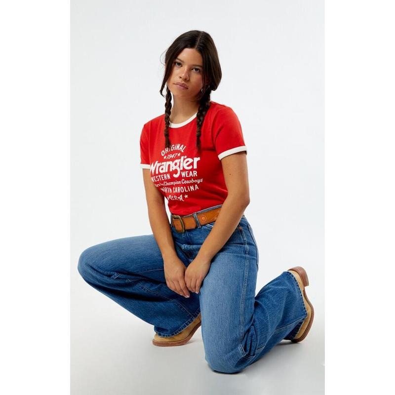 Wrangler Women's x PacSun Slim Ringer T-Shirt Hoodie, Sweatshirt | HypeCrazeTee.com