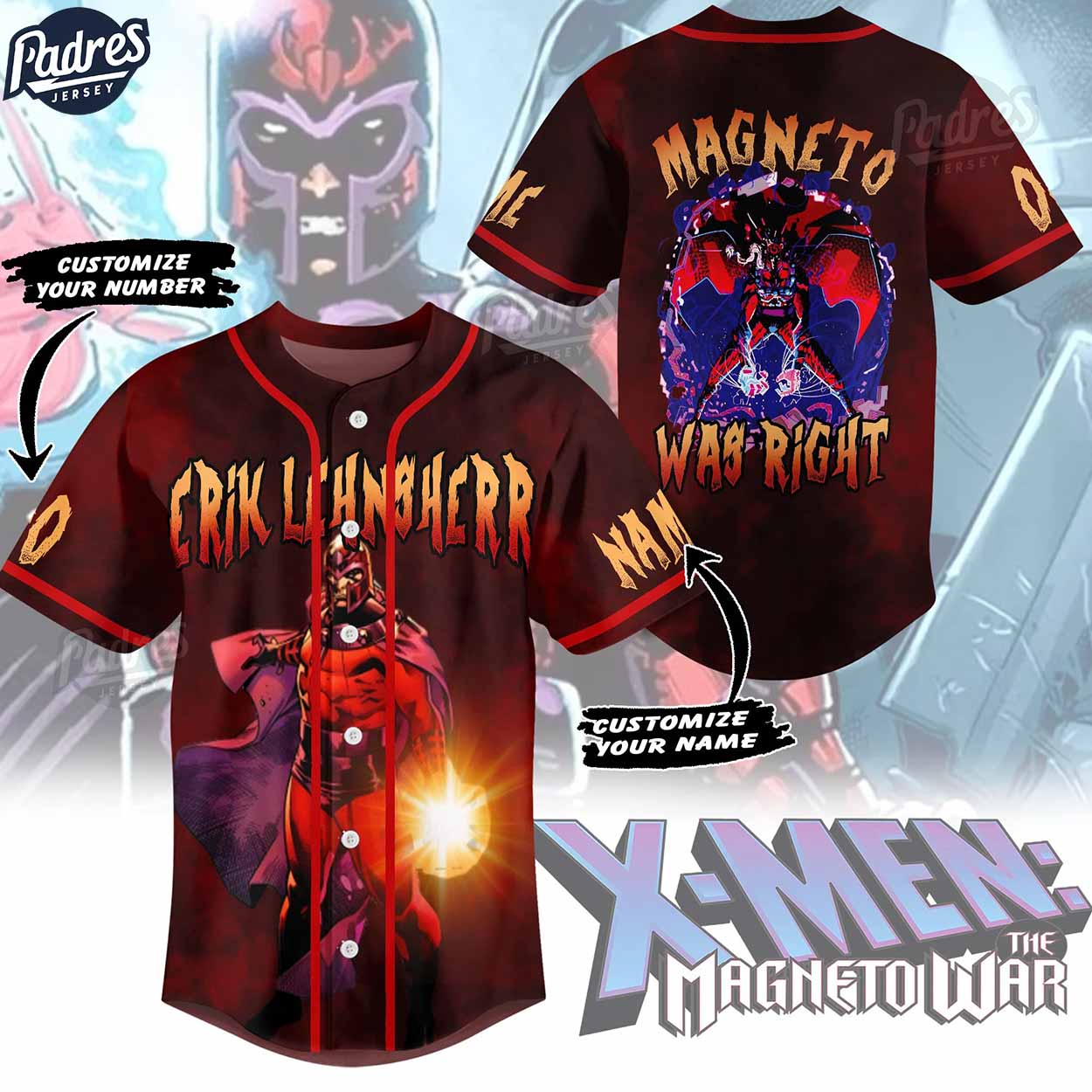 X-Men The Magneto Was Right Erik Lehnsherr Baseball Jersey - Padres Jersey Oasis: Elevate Your Baseball Style Game