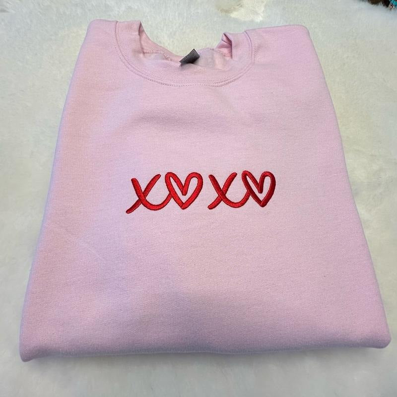 XOXO Embroidered Crewneck Sweatshirt Perfect for loved ones T-Shirts, Hoodie | HypeCrazeTee.com