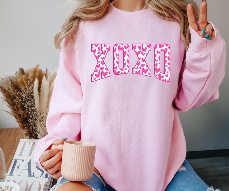 XOXO Hearts Crewneck Sweatshirt T-Shirts, Hoodie | HypeCrazeTee.com