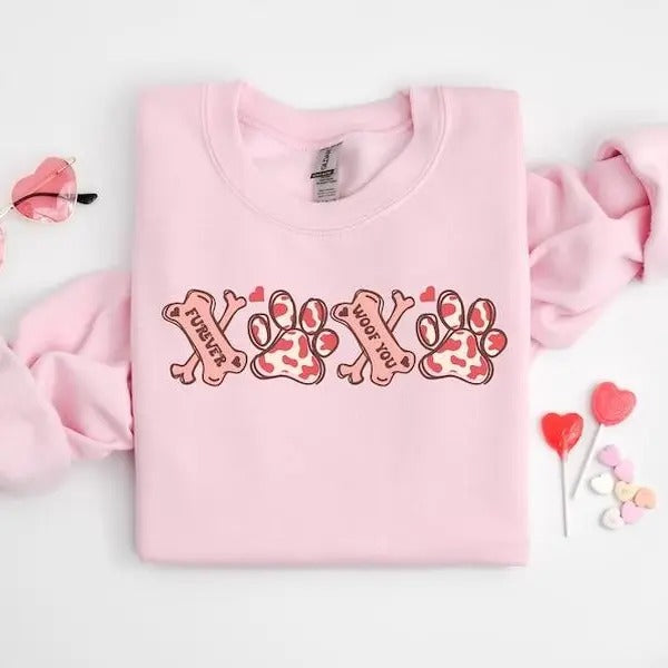 XOXO Paw Shirt, Dog Valentine day sweatshirt gift, Valentine's Day Gift, Valentine Shirt Women, Gift Tee Dog Owner,...