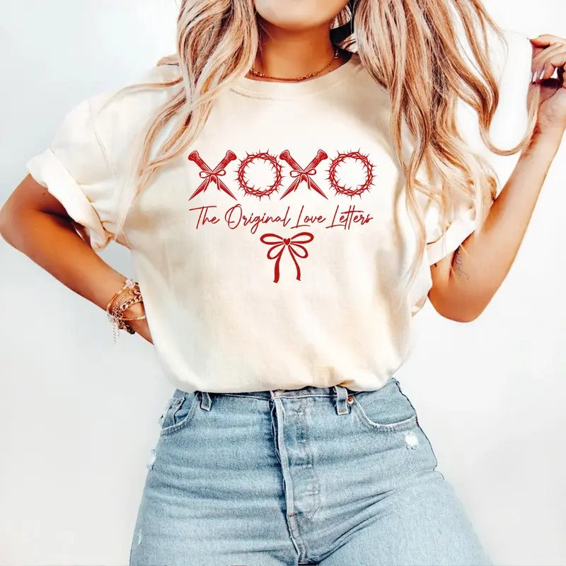 XOXO The Original Love Letters T-shirt, Valentines Day Shirt, Valentine Bow Tee, Valentine Gift for Her Hoodie, Sweatshirt