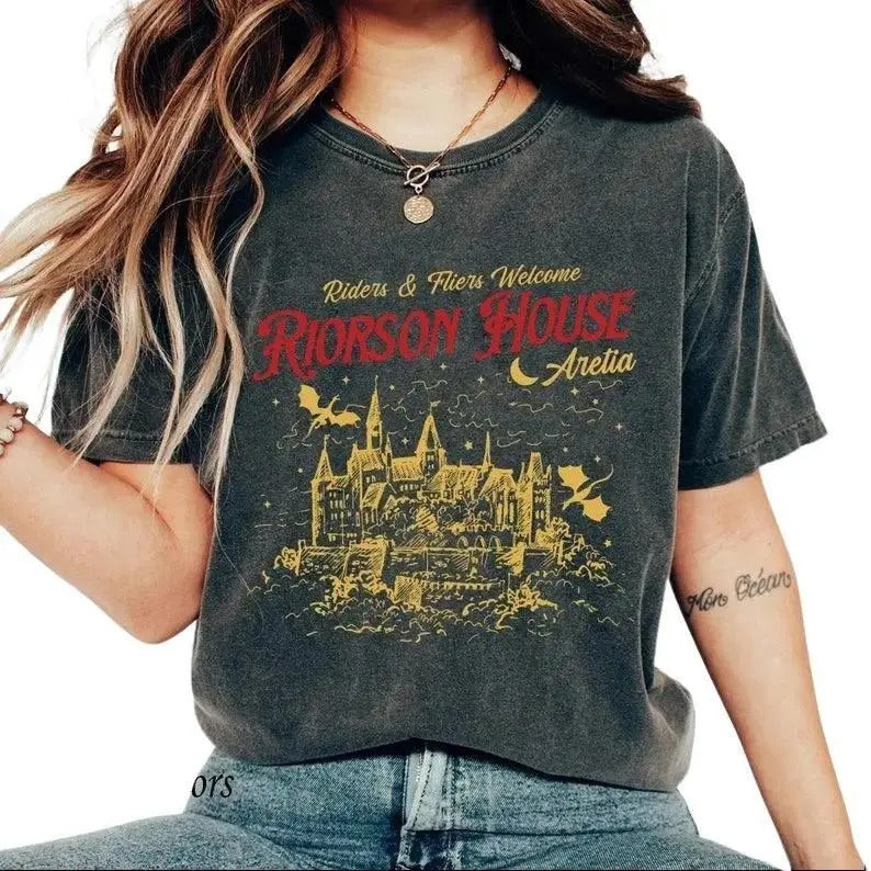 Xaden Riorson House Tee, Iron Flame Shirt, Fourth Wing Merch, Violet Sorrengail Silver One Basgiath War College Dragon...