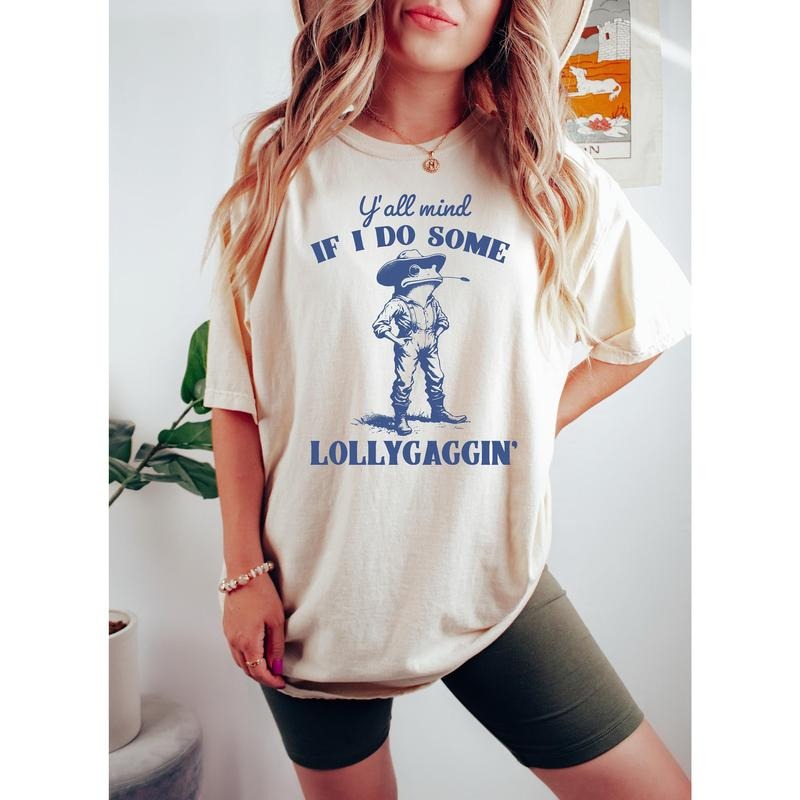 Y'all Mind If I Do Some Lollygagging Shirt, Funny Frog Graphic T-Shirt, Cute Funny Frog Tee, Frog Lovers Tee, Retro...