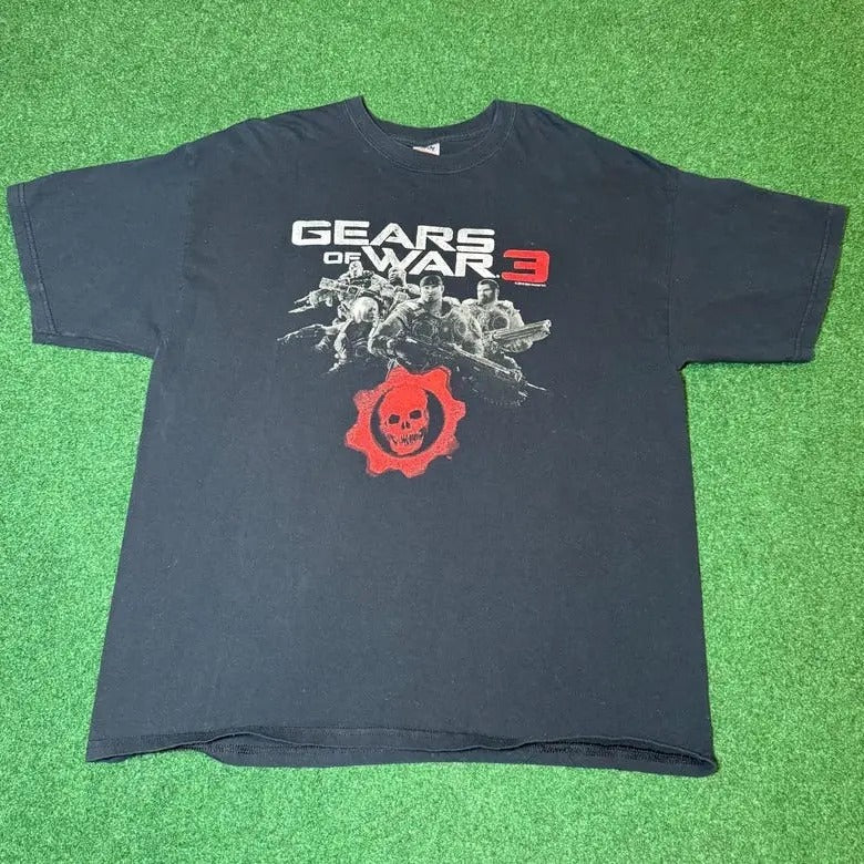 Y2K Gears of War 3 XBox Video Game Promo t-shirt rare classic video game hype Cotton Menswear Cotton Menswear Top...