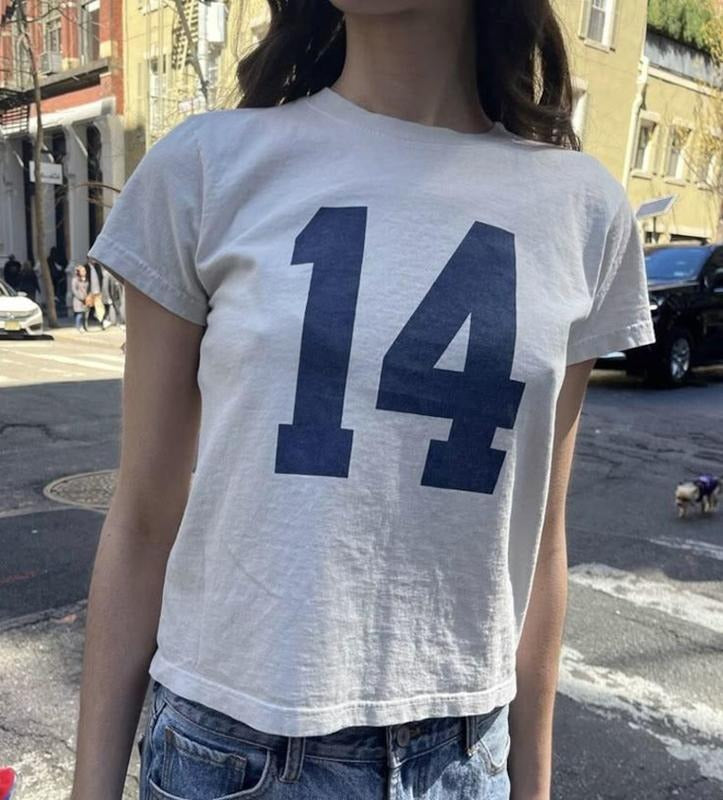 Y2k Baby Custom Number Baby Number 14 Navy Blue Shirt 100% Organic Shirt Sustainably Made Coquette T-Shirts, Hoodie, Sweatshirt