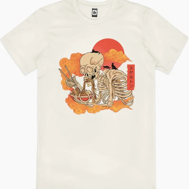 YOKAI RAMEN AND CATS T-SHIRT, Men Summer Fashion Cotton, Cotton Menswear, S to 3XL Soft Top Hoodie, Sweatshirt