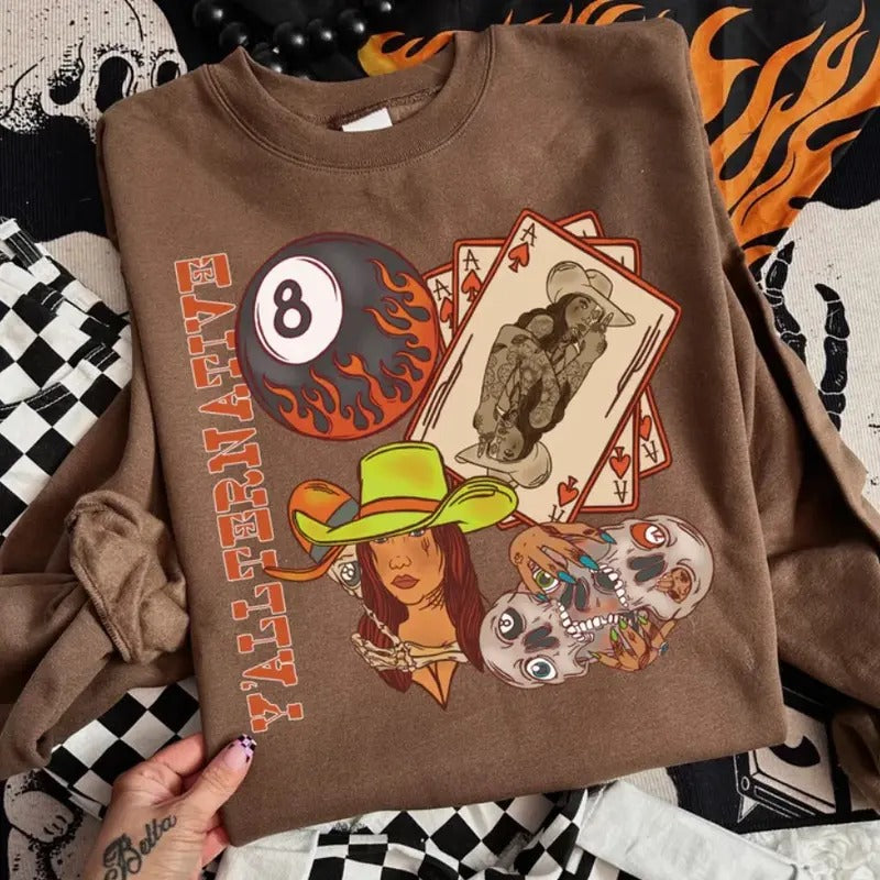 Yallternative Crew sweatshirt, graphic tees women, western outfits women, western tops clothing, rodeo cowgirl outfits...