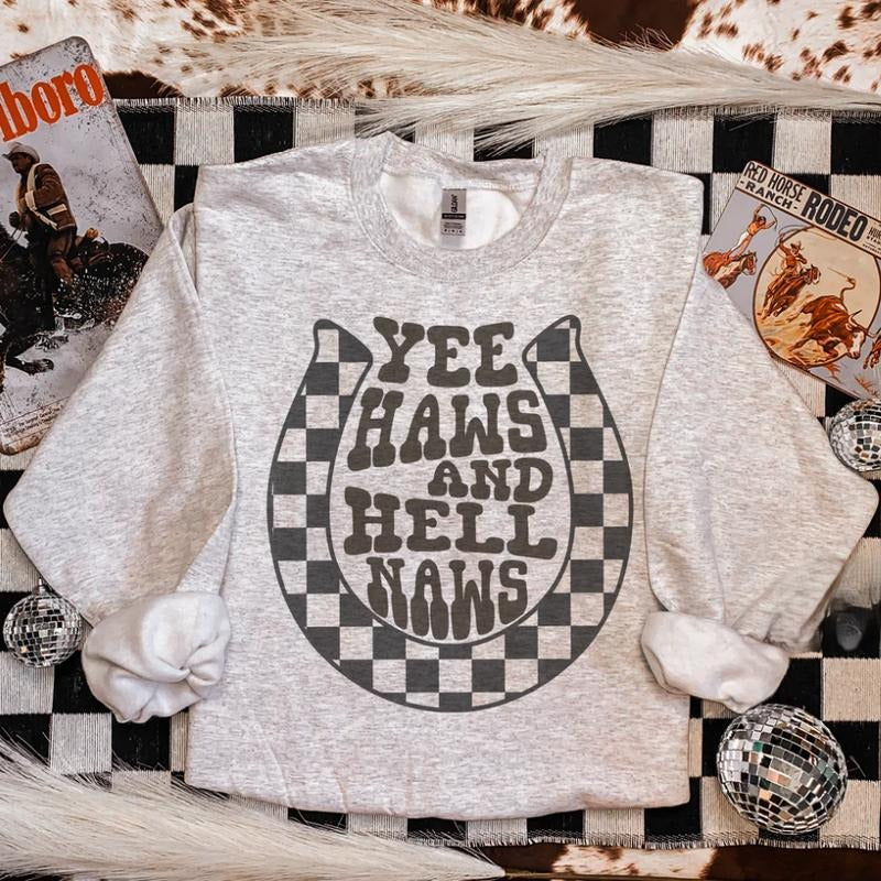 Yeehaw Hellnaw Sweatshirt, western clothing hoodies, western outfits women, western tops T-Shirts | HypeCrazeTee.com