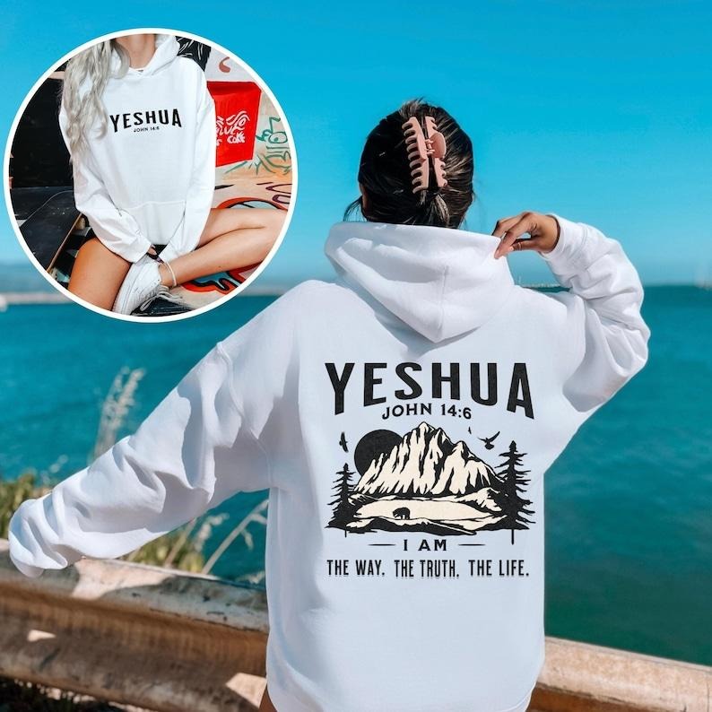 Yeshua Christian Hoodie Jesus Hoodie Christian Hoodies Christian Clothes Christian Streetwear Hoodie and Sweater; T-shirt...
