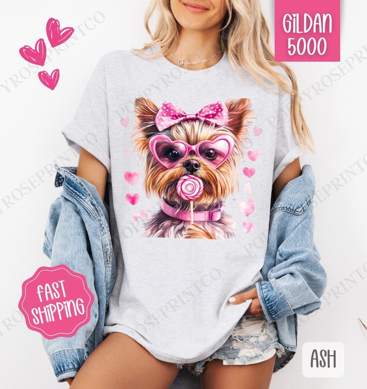 Yorkie Valentine Shirt Gildan, Dog Valentine's Day Women's Tee, Cute Women's Tshirt Plus Sizes Hoodie, Sweatshirt