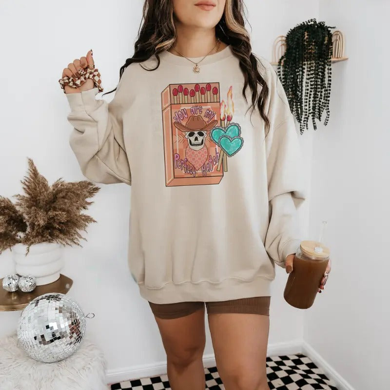 You Are My Perfect Match sweawtshirt, Retro Valentine crewneck shirt for women, western outfits women, western clothing...
