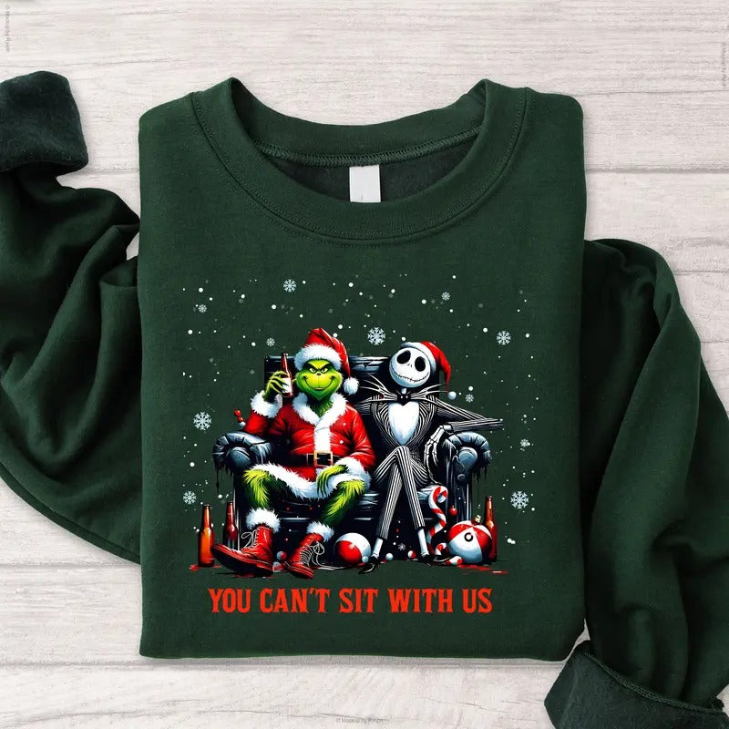 You Can'T Sit Us Character Movie Grin Jack Skellington Season Printed Classic T-Shirts, Hoodie, Sweatshirt