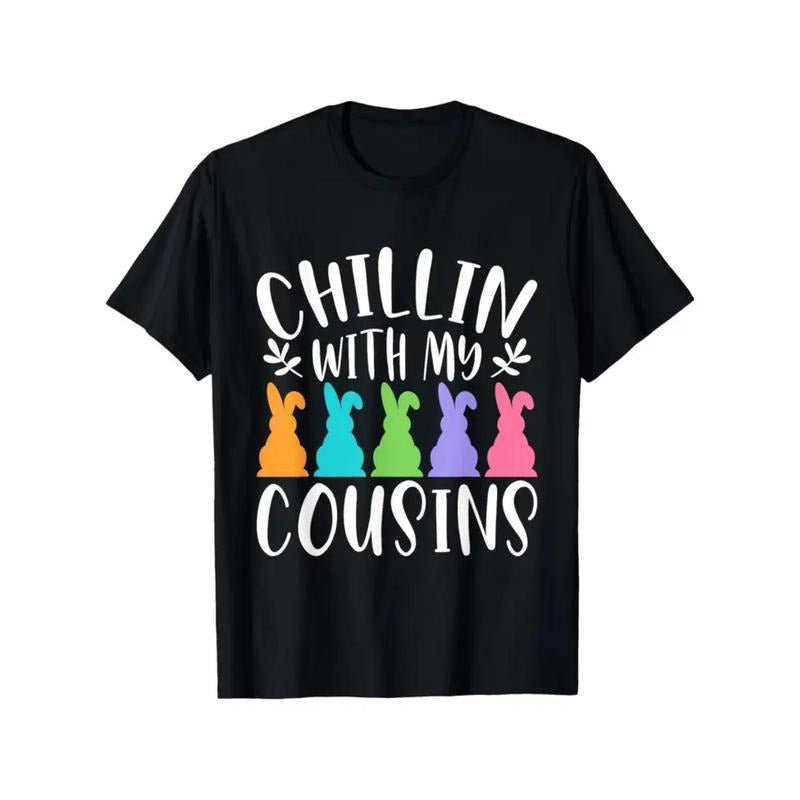 Youngsters' "Chillin' with My Cousins" Easter Bunny Graphic T-Shirt - Ultra-Soft Cotton, Breathable & Moisture-Wicking,...