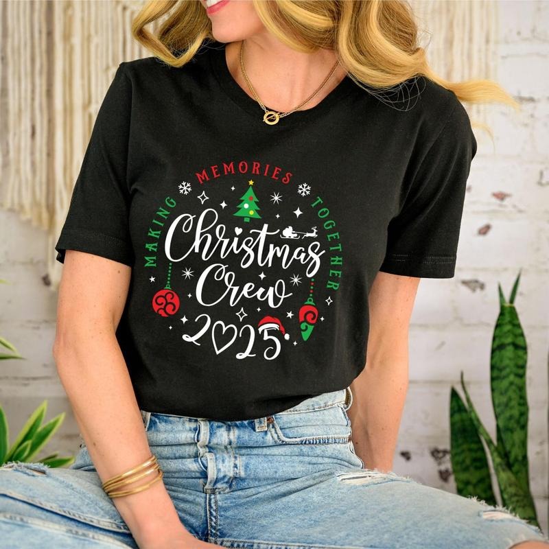 Youth and Adults Christmas Crew 2025 Shirt: Family Matching Christmas T-Shirt, Birthday Ideas, Cute Winter Sweater,...